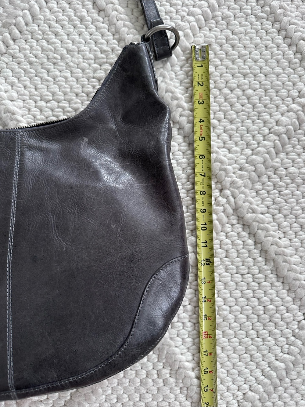 Frye Carbon Black Leather Messenger Bag with Silver Hardware - Picture 5 of 6